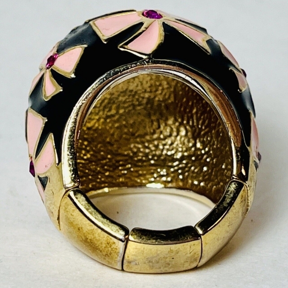Vintage BETSEY JOHNSON First Date Collection Pink Black High Dome Ring. 7.5+ - Picture 9 of 10